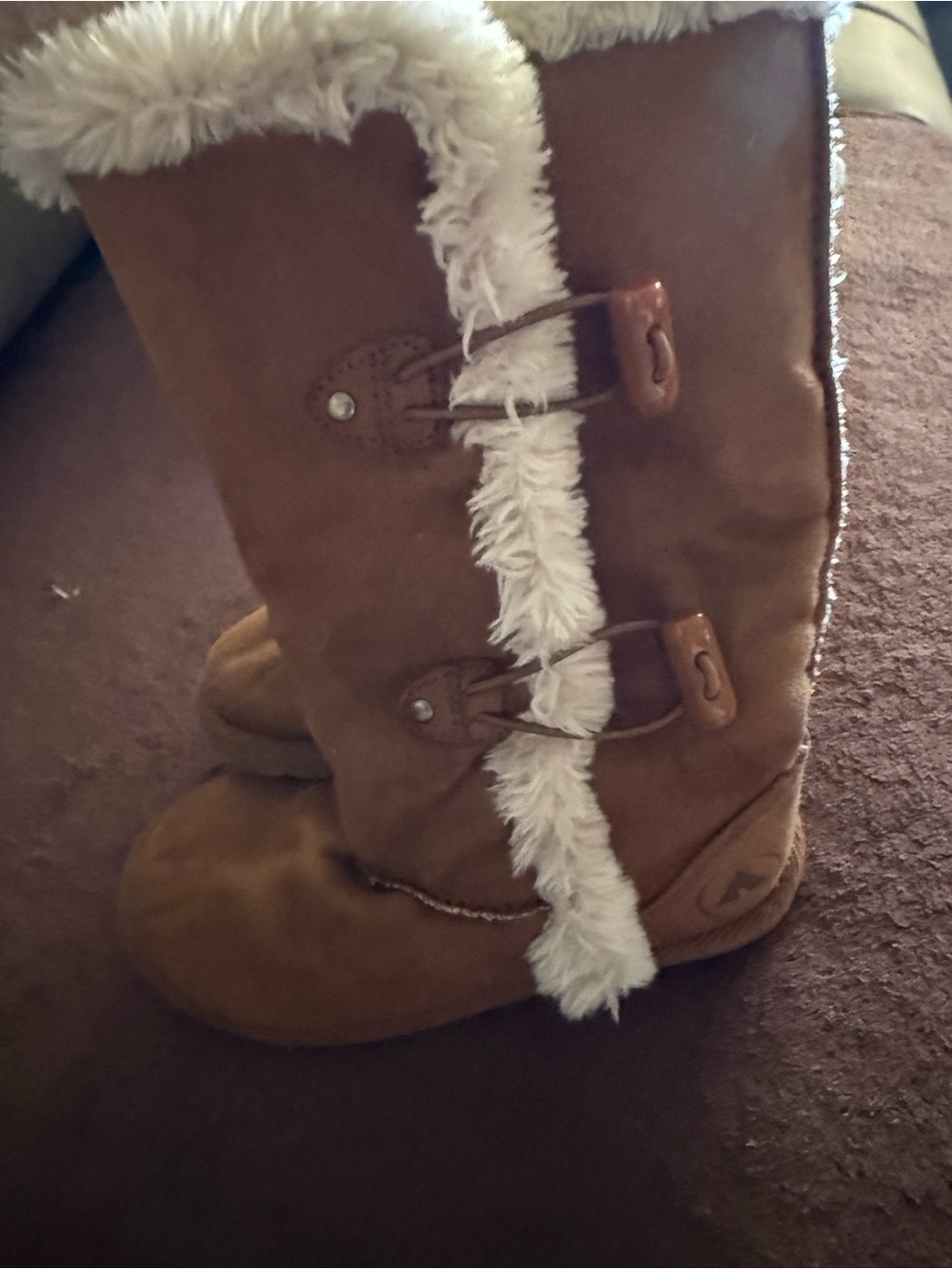 Airwalk Tassel Toggle Faux-Shearling Tall Winter Boots - Chestnut